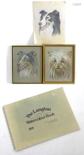 W. Paterson, Late 20th century, Pastel and pencil, Three dog...