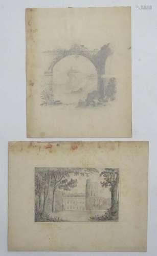 Georgiana Beech, 19th century, Pencil, An arch ruin with a v...