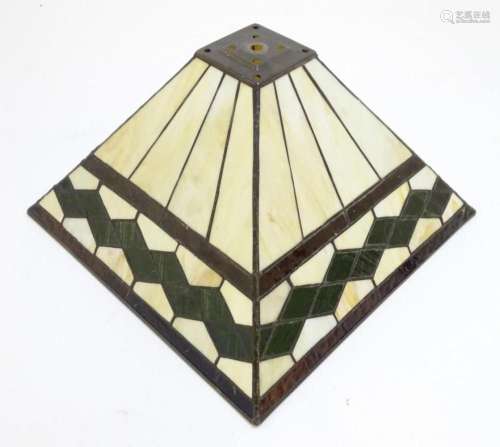 A late 20thC Art Deco / Tiffany style table lamp shade, of p...