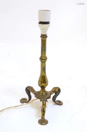 An early to mid 20thC Pullman table lamp, of brass construct...