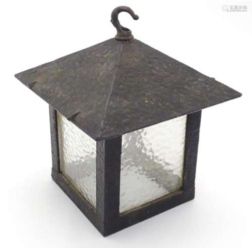 A pendant light shade of Arts and Crafts style with frosted ...