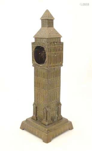 A cast brass clock case formed as Big Ben. Approx. 21 1/2&qu...