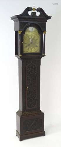 A late 18thC / early 19thC 8-day long case clock., the brass...