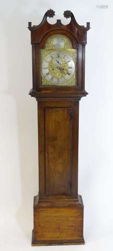A Scottish 19thC mahogany 8-day long case clock, the brass d...