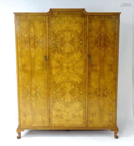 An early / mid 20thC  Waring and Gillow  wardrobe with burr ...