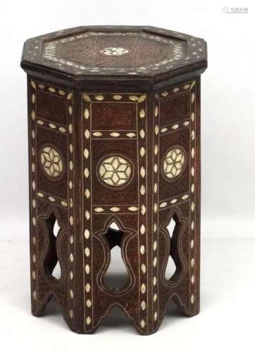 A 19thC Moorish table of octagonal form with mother of pearl...