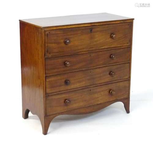 A late Georgian mahogany secretaire chest of drawers with eb...