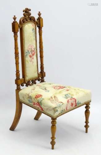 A 19thC fruitwood salon chair / parlour chair, with carved s...