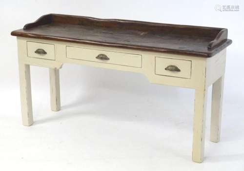 A rustic style sideboard / dresser base with a hardwood top ...