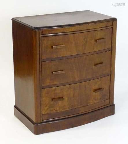 An early / mid 20thC Art Deco walnut chest of drawers with t...