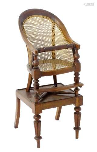 A mid 19thC mahogany Gillows style bergere childs chair on s...
