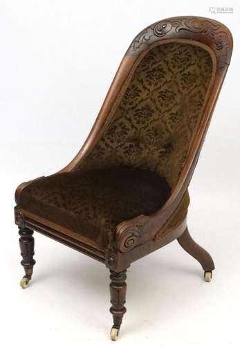 A William IV rosewood slipper chair with overstuffed seat an...