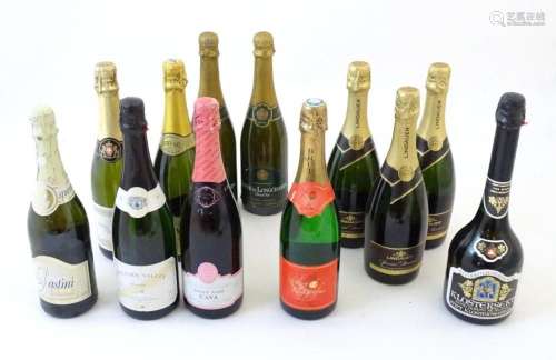 Twelve bottles of sparkling wine, comprising: a 75cl bottle ...