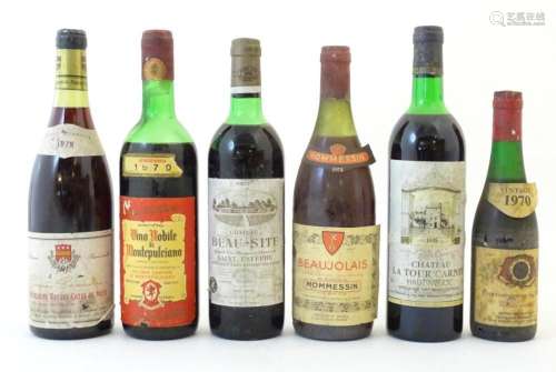 Six bottles of red wine, comprising a 73cl bottle of Chateau...