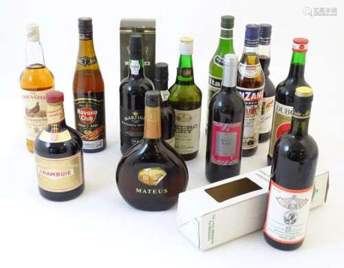 Thirteen bottles of wines, liqueurs and spirits, comprising:...