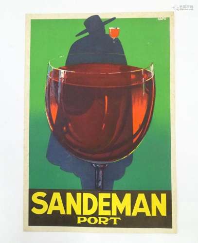 A mid 20thC Sandeman Port advertising poster / print, stampe...