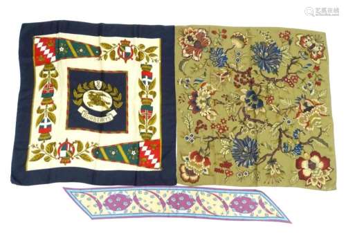 Vintage fashion / clothing: 3 vintage silk scarves labelled ...