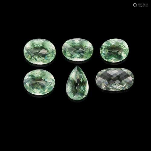 Six Prasiolite Green Amethysts