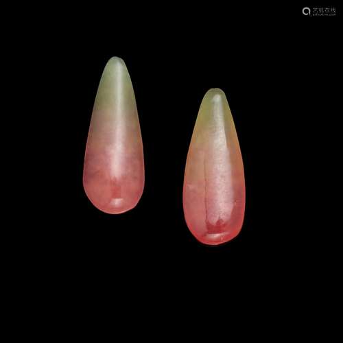 Pair of Hydrogrossular Garnet Drops--Transvaal Jade