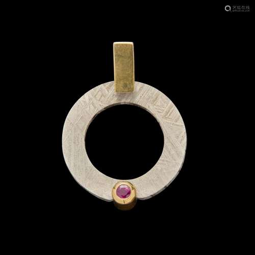 Muonionalusta Meteorite and Ruby Pendant by Konstantin Libma...