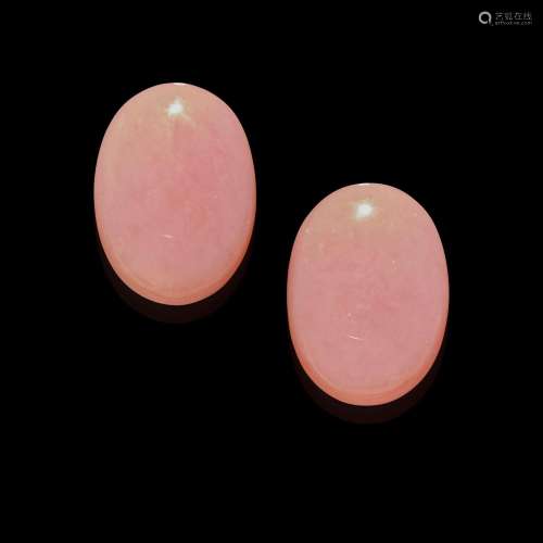 Pair of Pink Opal Cabochons