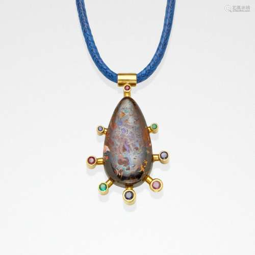 Boulder Opal Pendant with Multi-Gemstones