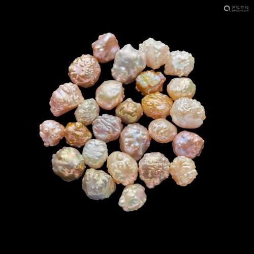 Twenty-six Multi-color Rose Bud Freshwater Cultured Pearls
