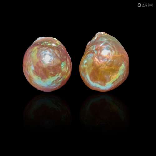 Two Golden Freshwater Cultured Pearls