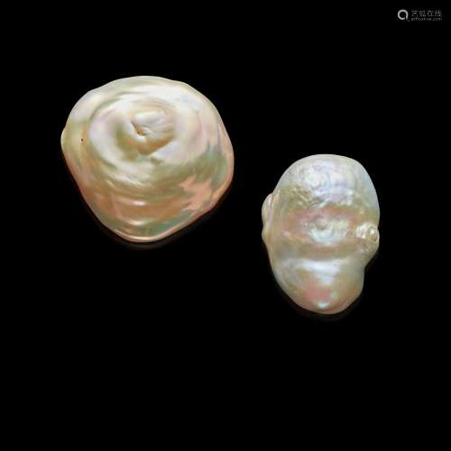 Two White Freshwater Cultured Pearls