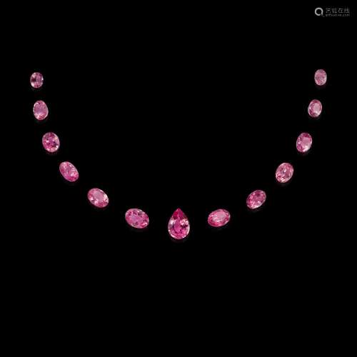 Suite of Thirteen Pink Spinels