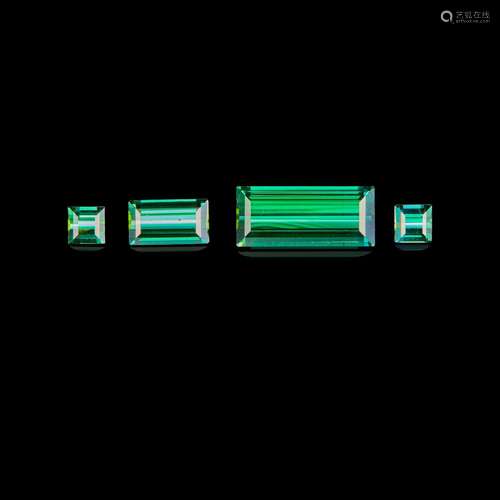 Four Green Tourmalines