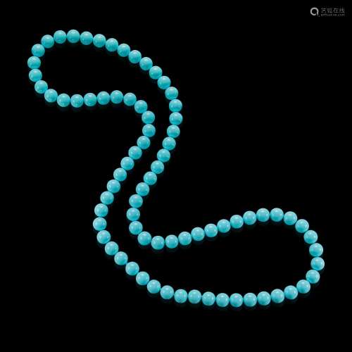 Turquoise Rope-Length Bead Necklace