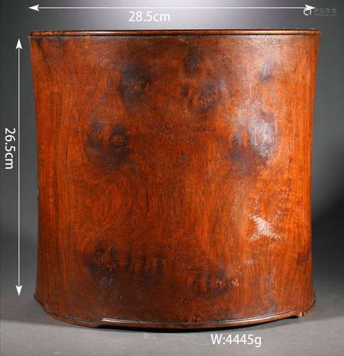 Carved Huali Wood Brush Pot