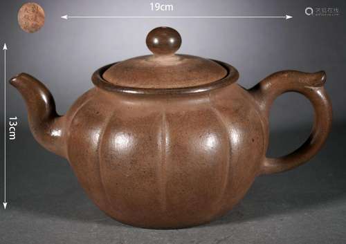 Chinese Melon-Ribbed Purple Sand Pot