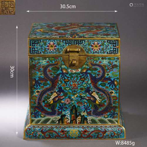 Cloisonne Enamel Dragon Seal Box and Cover