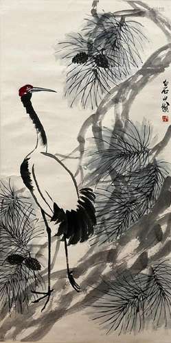 Qi Baishi, Chinese Crane and Pine Painting