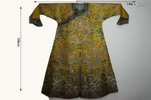 Embroidered Yellow Satin Imperial Robe of Prince