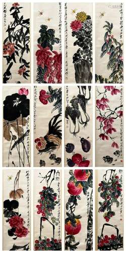 Qi Baishi, Twelve Chinese Flower Paintings