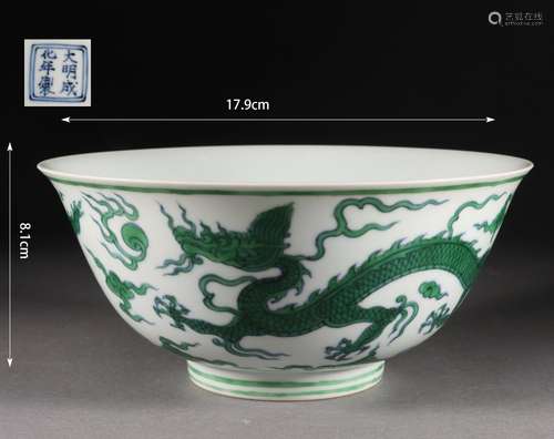 Green Glaze Dragon Bowl