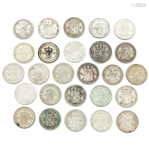 A Collection of 26 Silver 1/2 Guilder