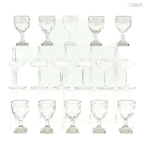 A Collection of 16 Cut Crystal Glasses