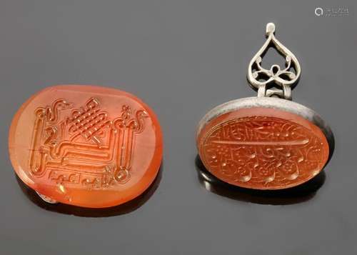 TWO AGATE ENGRAVED SEALS