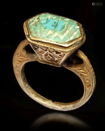 TURQUOISE SEAL GOLD RING