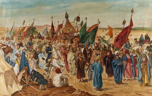 AN OTTOMAN PAINTING OF HAJJ CARAVAN, 20TH CENTURY