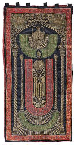 AN OTTOMAN METAL THREAD EMBROIDERED HANGING SITARA FROM MASJ...
