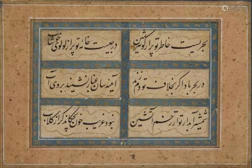 AN OTTOMAN CALLIGRAPHY PAGE FROM A MURAQQA ALBUM, TURKEY, 18...