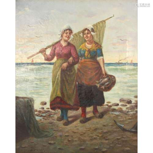 A. Wagner. Oil on Canvas. Fisherwomen.