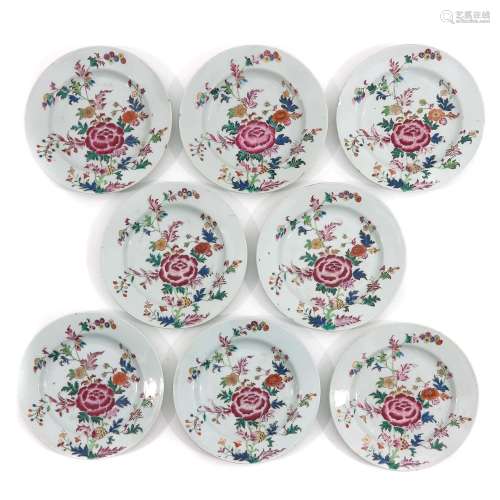 A Series of 8 Famille Rose Plates
