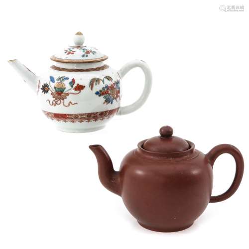 A Yixing and Polychrome Decor Teapot