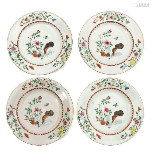 A Series of 4 Famille Rose Plates